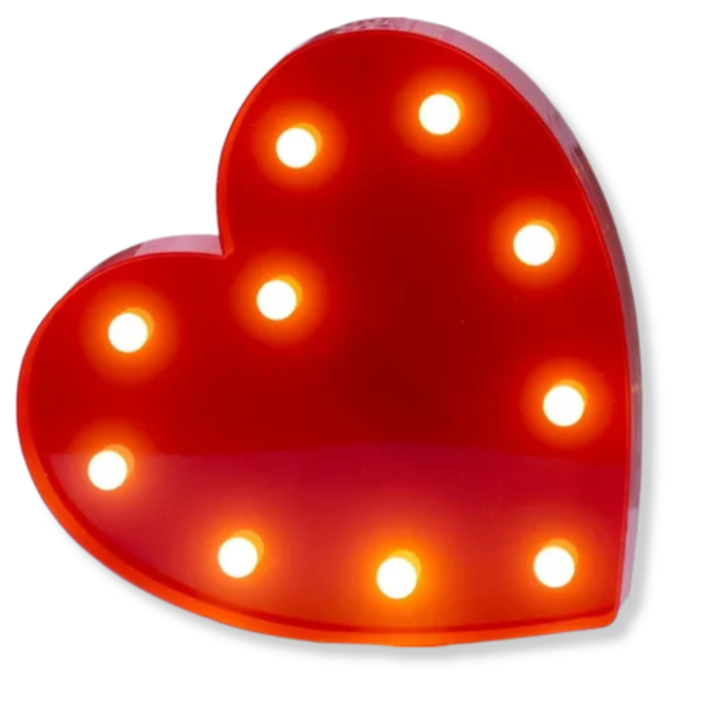 Abajur Luminária Coração LED 16x16 cm Dia dos namorados romântico dia das mães Luz a pilhas em Oferta na Shopee