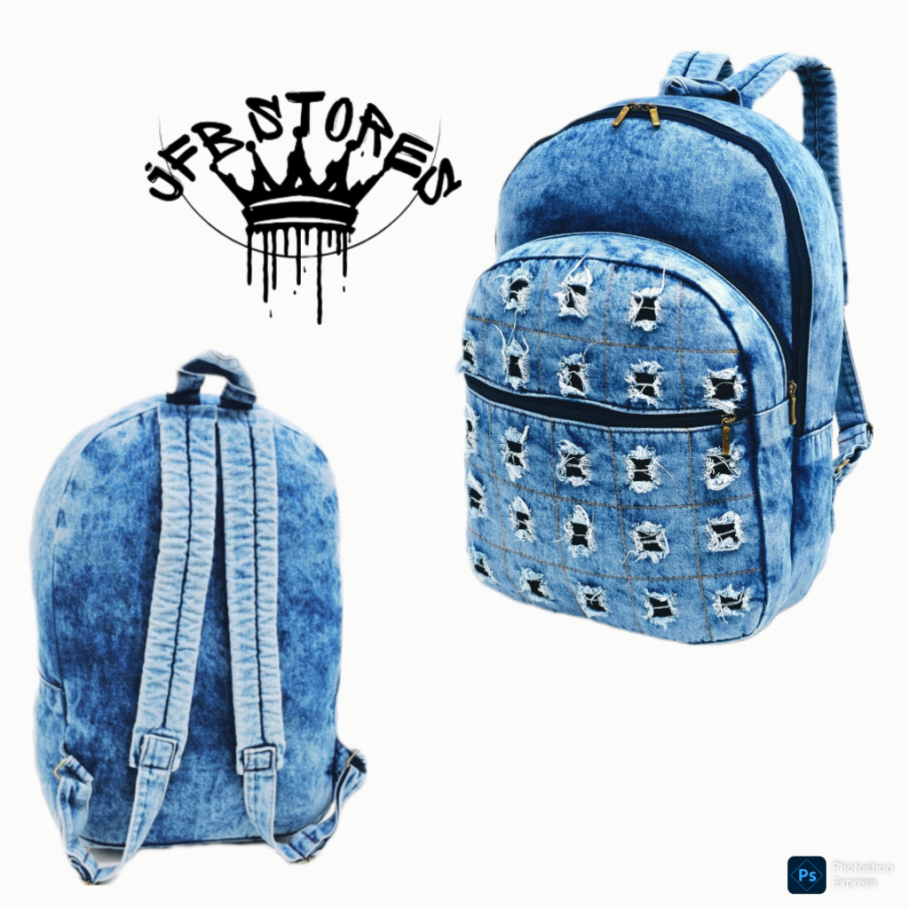 Mochila Jeans Reforçada Forrada Escolar Passeio Dia A Dia