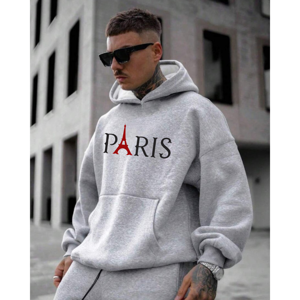 Moletom Adulto Canguru Unissex Paris Flanelado com Bolso Laterais e Capuz