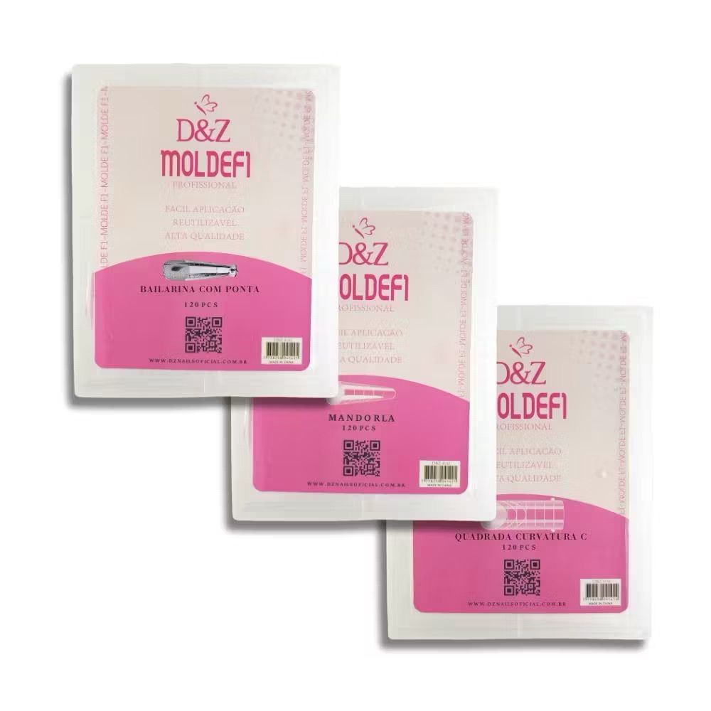 Molde F1 da D&z Quadrado Mandorla Apice Baixo Profissional Polygel Reutilizável Caixa Com 120 Unidades