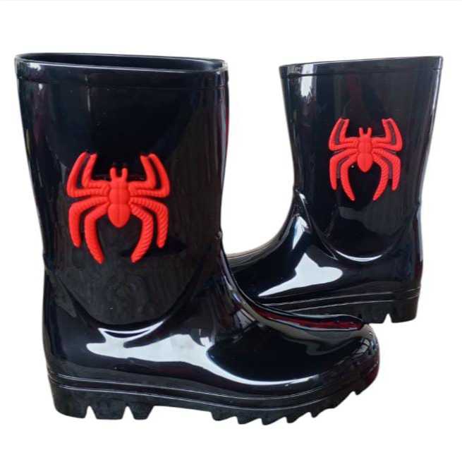 Galocha Infantil Masculina Aranha – Bota de Chuva Cano Alto, Impermeável, Leve e Antiderrapante | Menino Super Herói