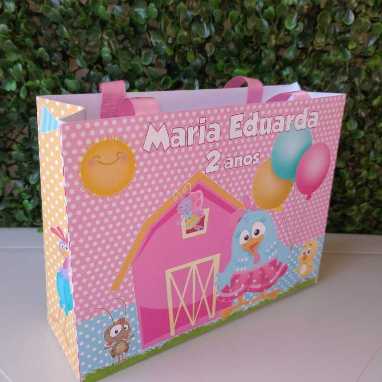Sacolinha Surpresa Galinha Pintadinha Rosa Personalizada | Lembrancinhas | Festa infantil | Aniversário