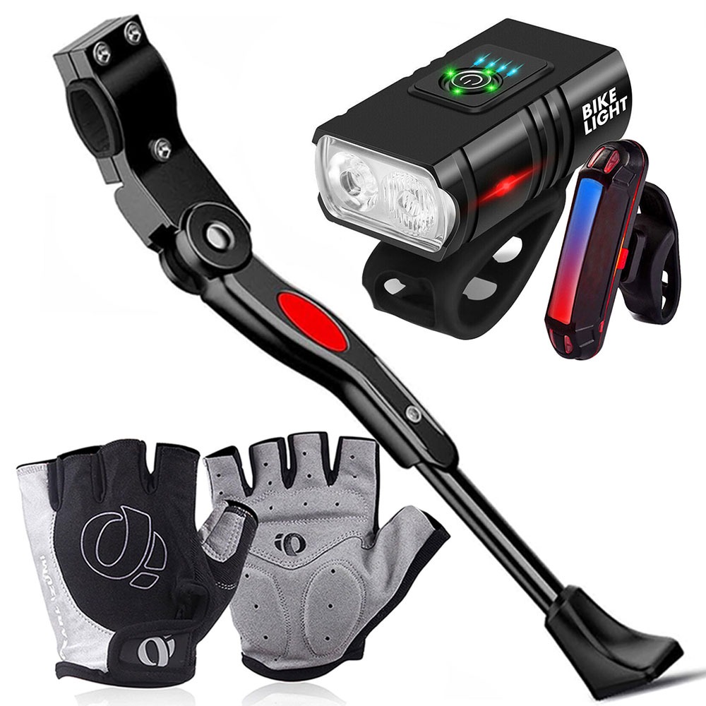 Farol 2 Led Com Visor Extra Forte + Pezinho Lateral 20/29 + Sinalizador Vermelho Azul + Par De Luva