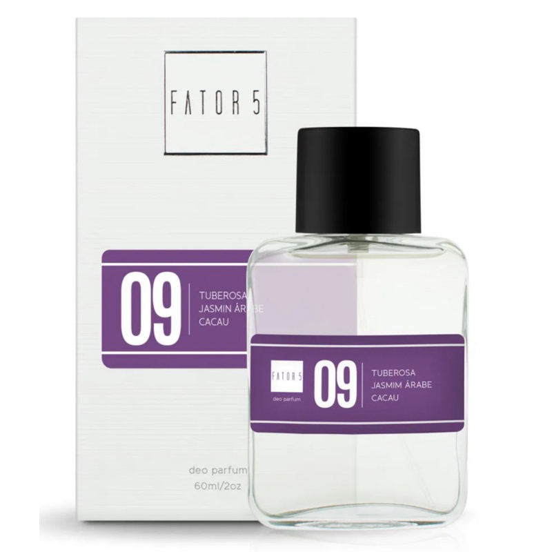 Perfume Feminino Fator 5 09 Alta Fixação Jásmim Árabe Tuberosa e Cacau 60 ml
