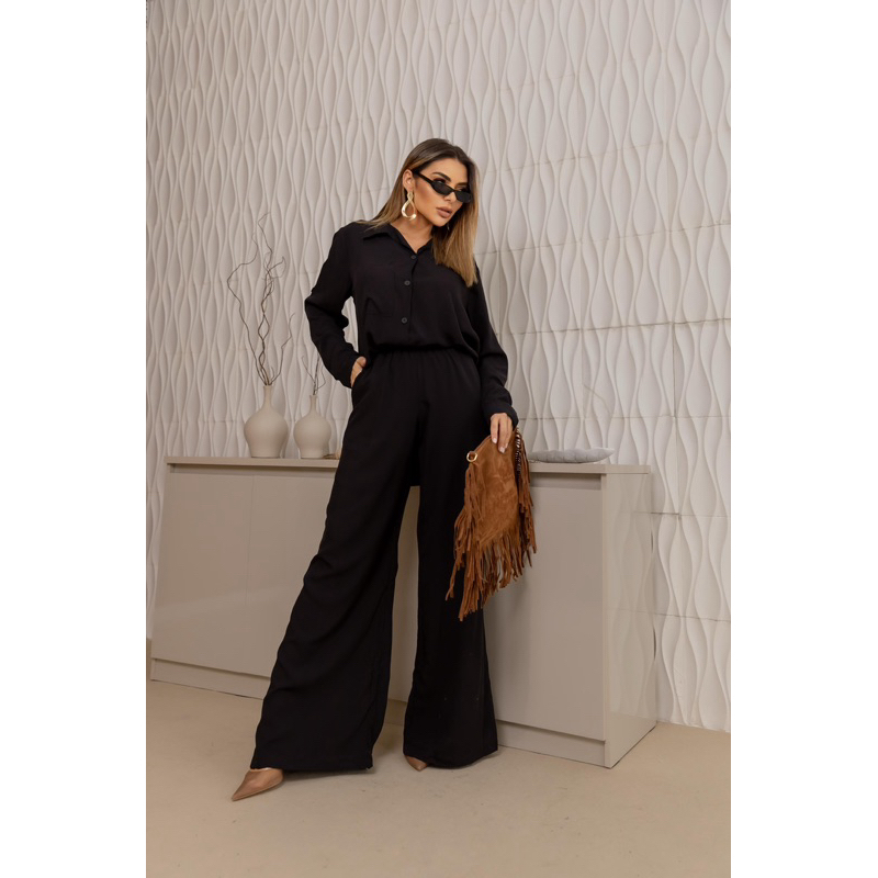 conjunto elegante camisa e calça pantalona,confortável e sofisticado
