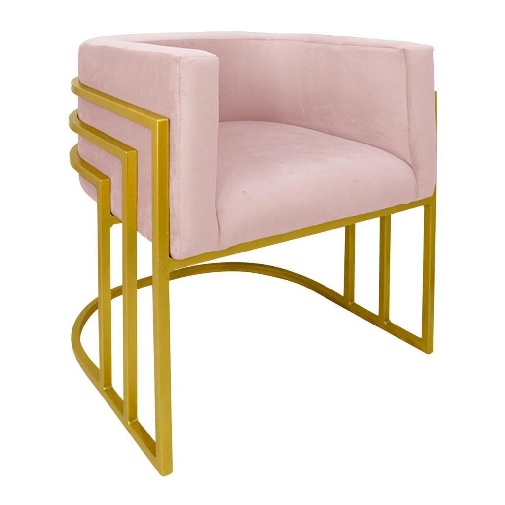 Poltrona Tecido luxo Modelo Betina veludo Base ferro Quadrada Dourada Decorativa sofa de Canto Promoção Cadeira