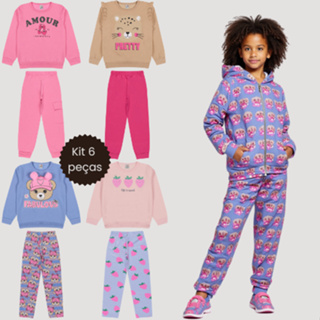 Kit 3 Conjuntos Moletom Menina – 6 Peças Roupas Inverno Infantil com Casaco e Calça - SORTIDO em Oferta na Shopee