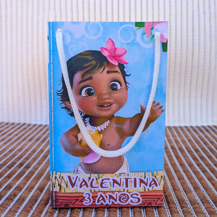PEGUE E MONTE - Sacolinha Surpresa Personalizada Moana Cute - Com Alça