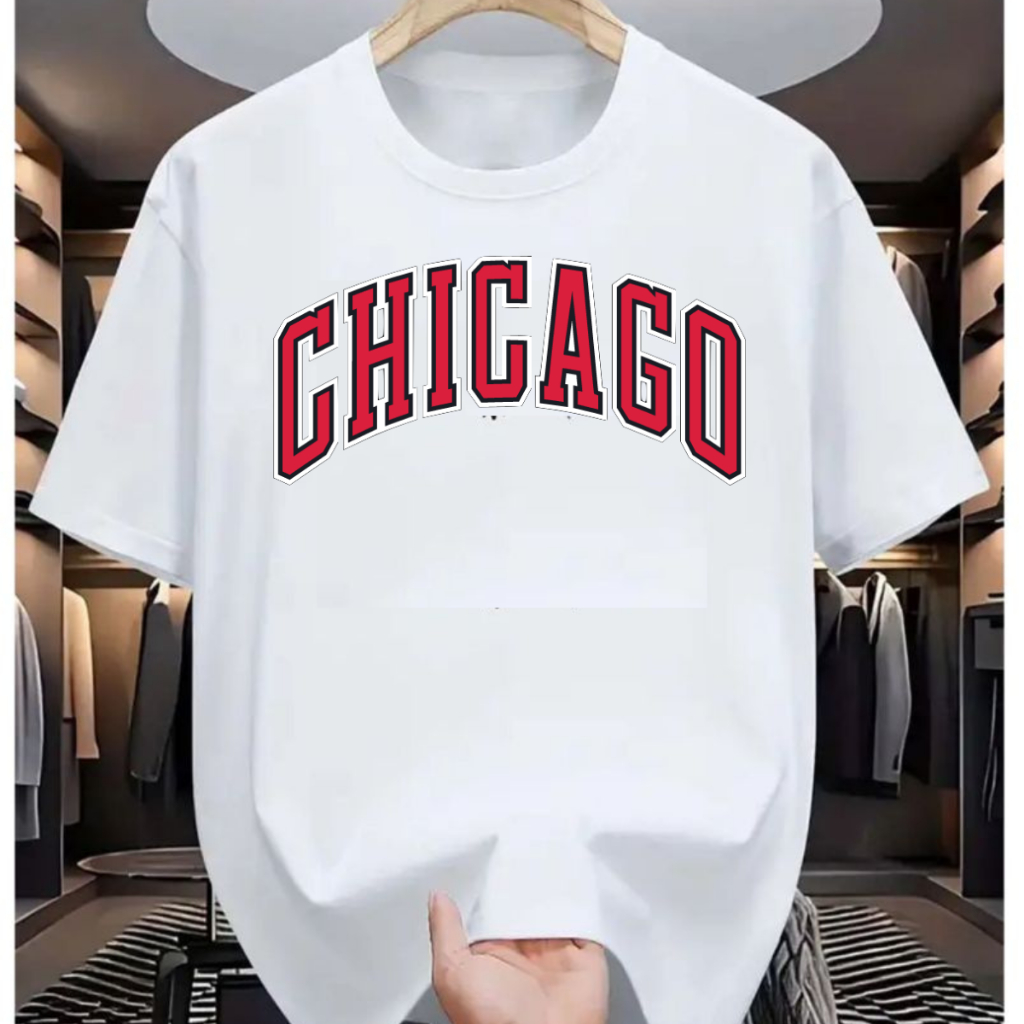 Camiseta Camisa 100% Algodão Fio 30.1 Estampada Chicago Academia Esporte Musculação Malhação