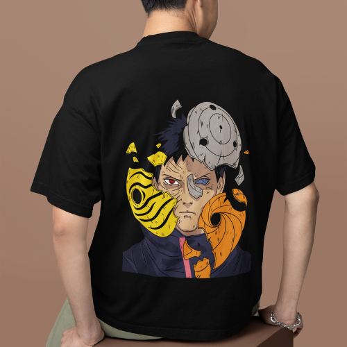 Camiseta Masculina Oversized Camisa Streetwear Obito Uchiha Personagem de Naruto 100% Algodão