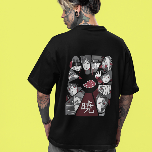 Camisa Akatsuki Membros Anime Camiseta Oversized 100% Algodão Streetwear