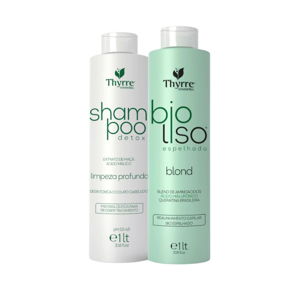 Kit BioLiso Blond 1L Escova Progressiva Selagem 0% Formol Semi-Definitiva Selagem Térmica Thyrre