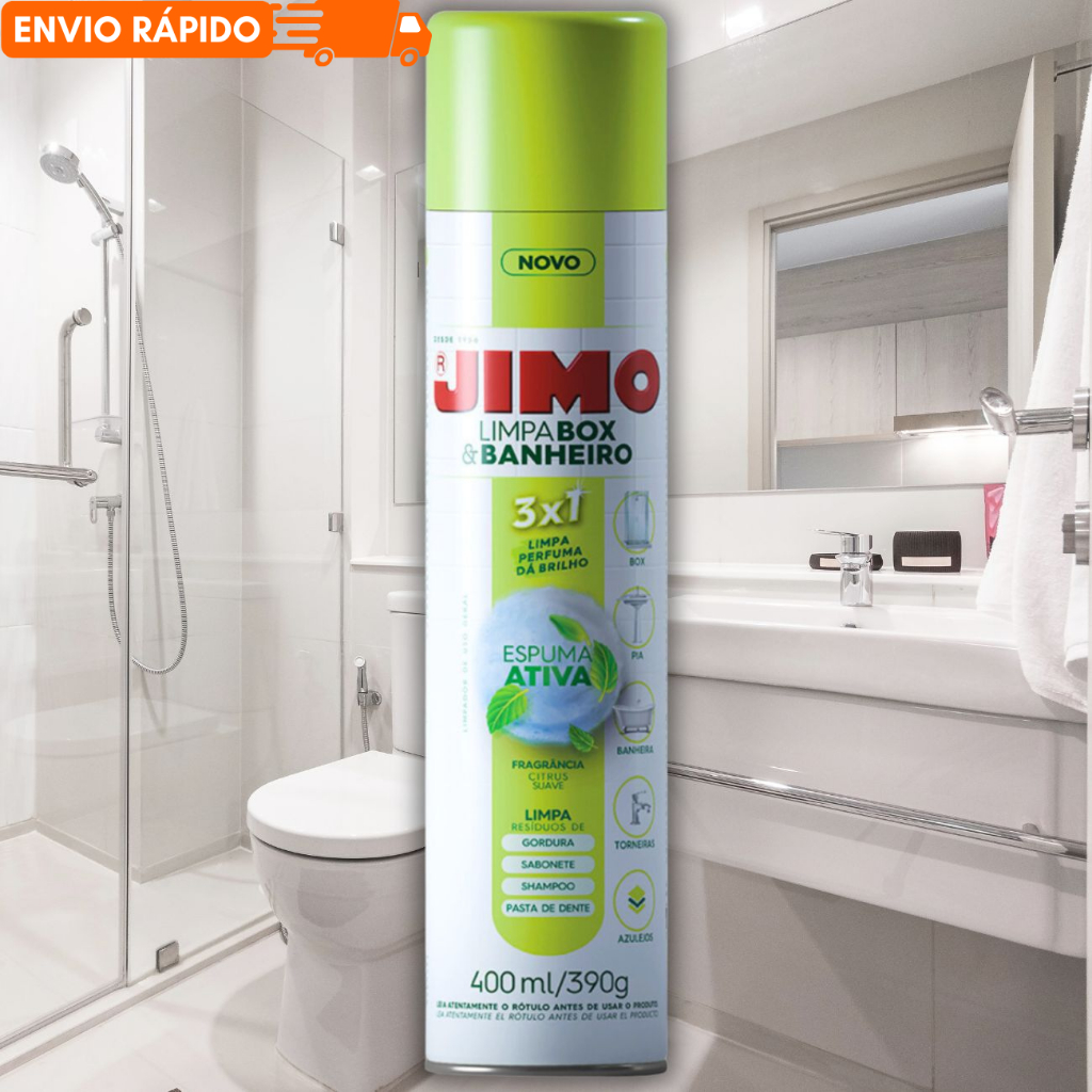 Limpa BOX e BANHEIRO Spray JIMO 400ml Limpeza Profunda! em Oferta na Shopee