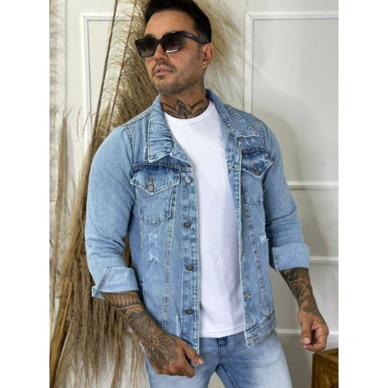 Jaqueta Jeans Masculina 100% Algodão Premium Casaco Blusa de Frio Inverno