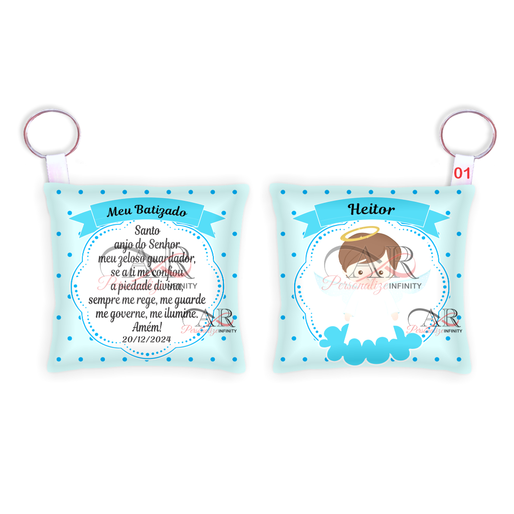 Almofada Chaveiro  Batizado Eucaristia Crisma 1ª Comunhão Lembrancinhas Personalizadas Católicos