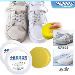 260g Limpador de Tênis Branco + Esponja /Sapatos Cuidados De Limpeza Creme Sujeira Branque...