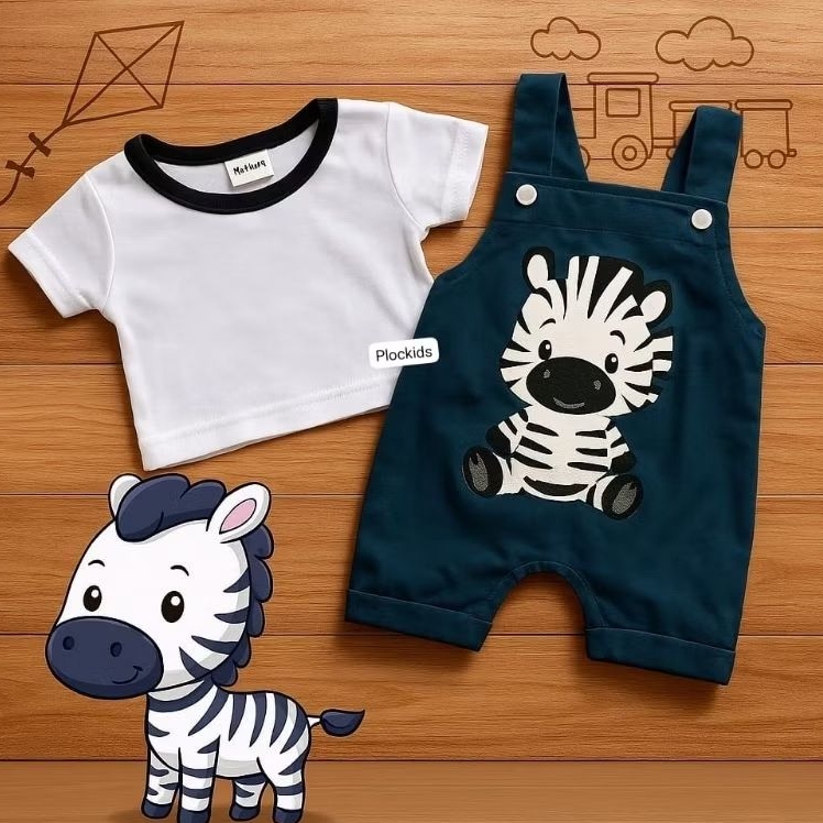 Jardineira de bebê menino + camisa zebra principe Roupinha de bebê menino