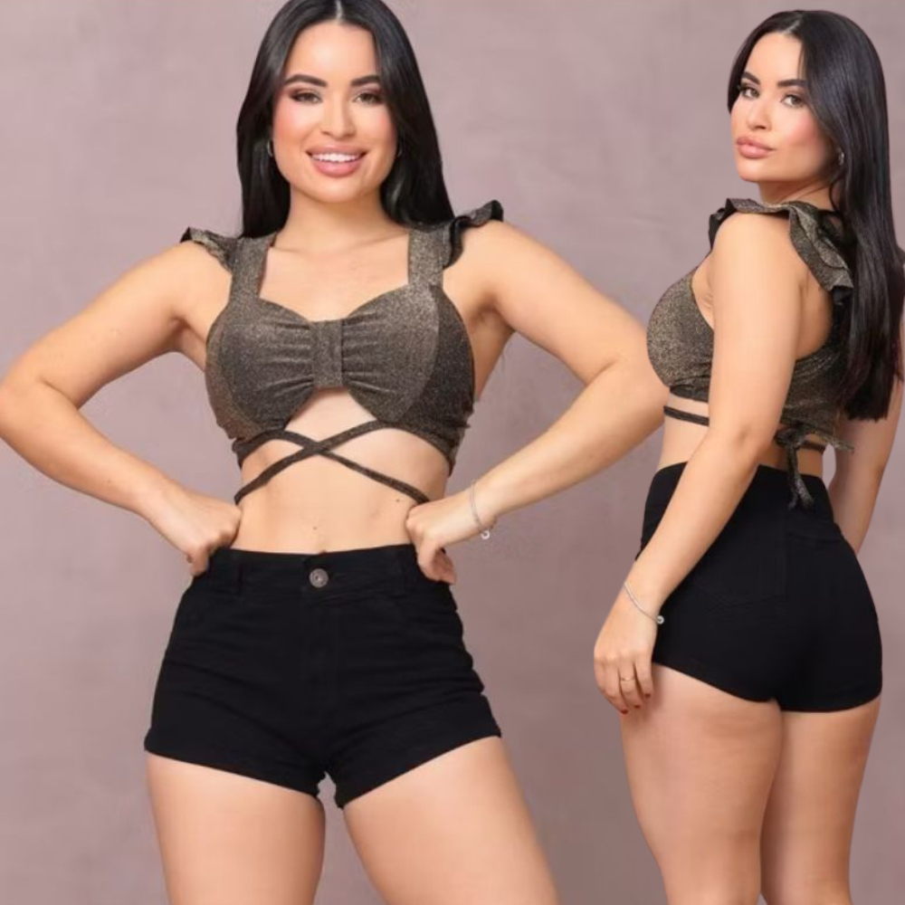 SHORT JEANS PRETO com lycra cintura alta modelo empina bumbum jeans premium feminino em Oferta na Shopee