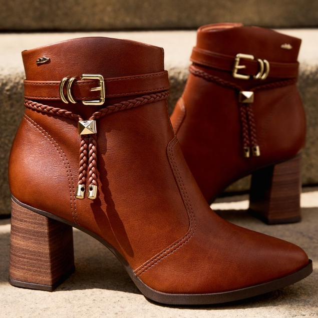 Bota Feminino Cano Curto Fivela Salto Médio Dakota Original