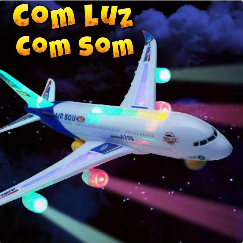 Avião Brinquedo Jumbo Airbus A380 Brinquedo Luz Led Som