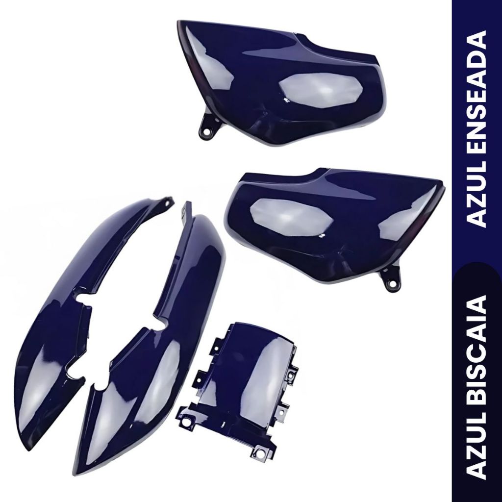 Kit Carenagem Cg Titan 125 Azul C/Brilho Envernizado Azul Biscaia Enseada 95 96 97 98 99 Rabeta Completa + Tampa (Par)