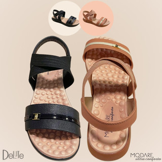 Sandália Rasteira Modare Ultra Conforto Feminina Ortopédica Calce Fácil Tiras Cruzada Elástica Leve em Oferta na Shopee