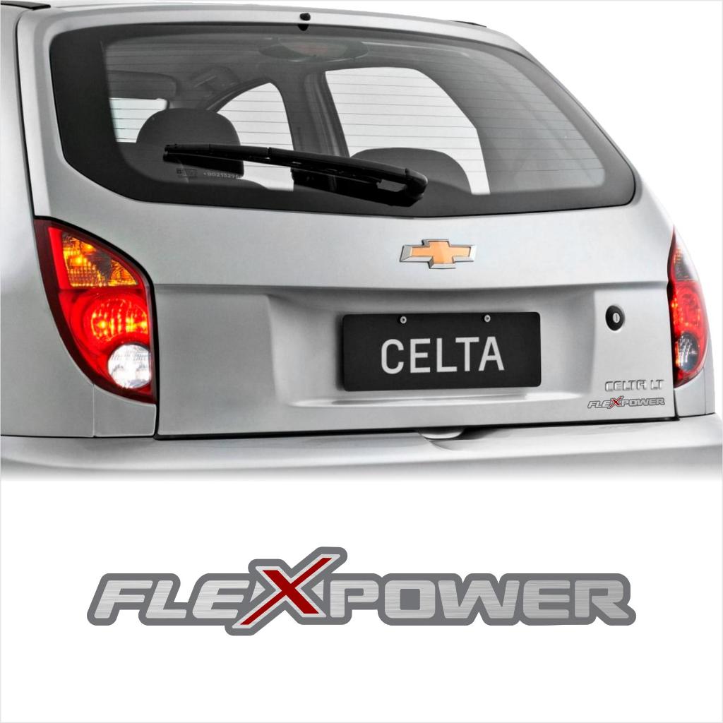 Adesivo Aço Escovado Emblema Flex Power Chevrolet Celta Corsa Astra