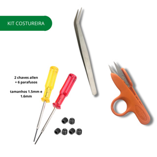 KIT COSTUREIRA, 1 PINÇA, KIT CHAVES COM PARAFUSOS DE AGULHA, 1 TESOURA DE ARREMATE / LIMPEZA em Oferta na Shopee