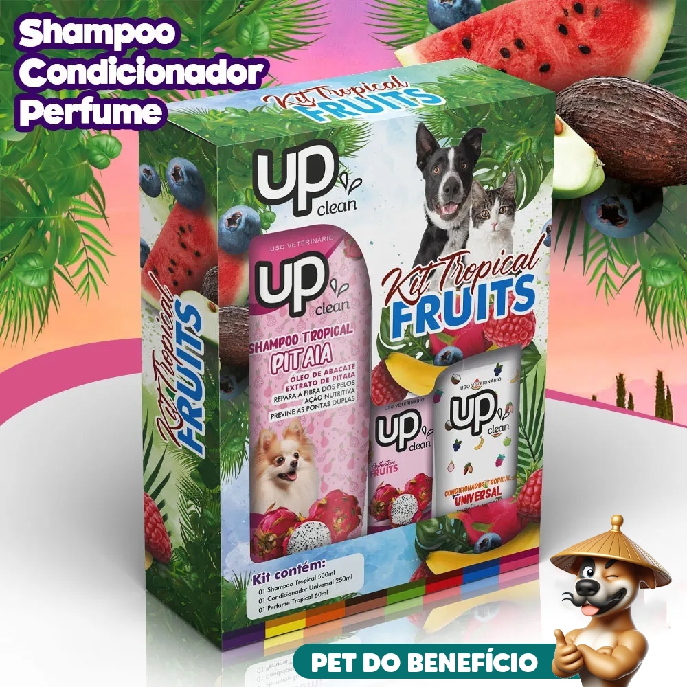 Kit Banho Shampoo + Condicionador + Perfume Tropical Cães Gatos Higiene em Oferta na Shopee