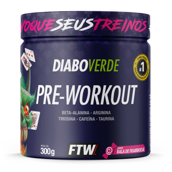 Pré Workout Pote 300g Sabor Bala de Framboesa DIABO VERDE - FTW - Health