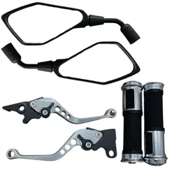 Kit Retrovisor + Manete + Manopla Honda Cb250f Cg 125/150/160 Ks/Es Titan (Freio A Disco)