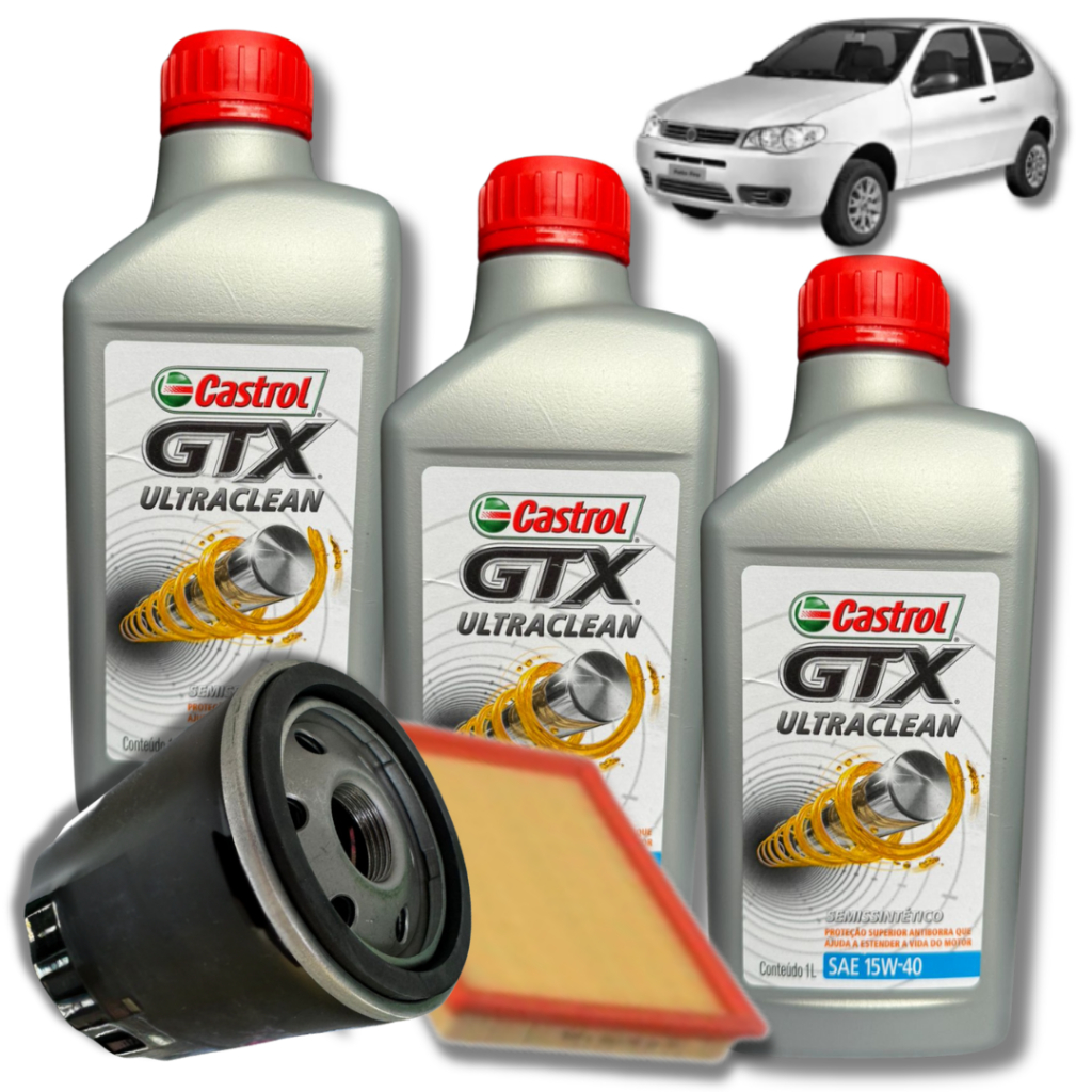 KIT TROCA DE ÓLEO CASTROL GTX 15W40 + FILTROS PALIO SIENA STRADA 1.0 1.3 1.4 FIRE