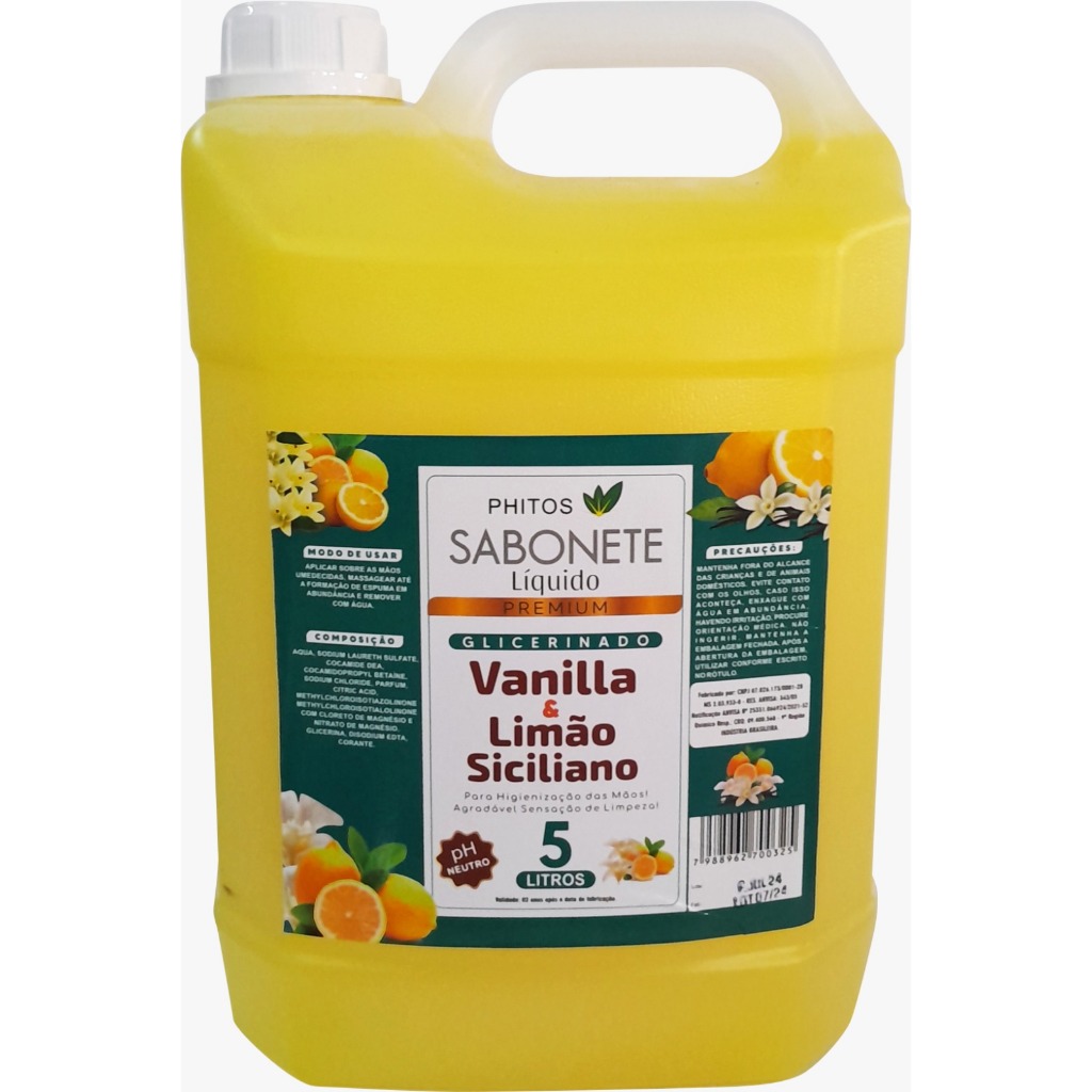 SABONETE LÍQUIDO 5 LITROS PREMIUM - PHYTOS - VANILLA