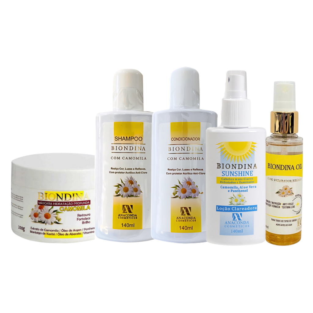 Kit de Tratamento Clareador Biondina Reflexos Naturais Completo 5 Itens Anaconda