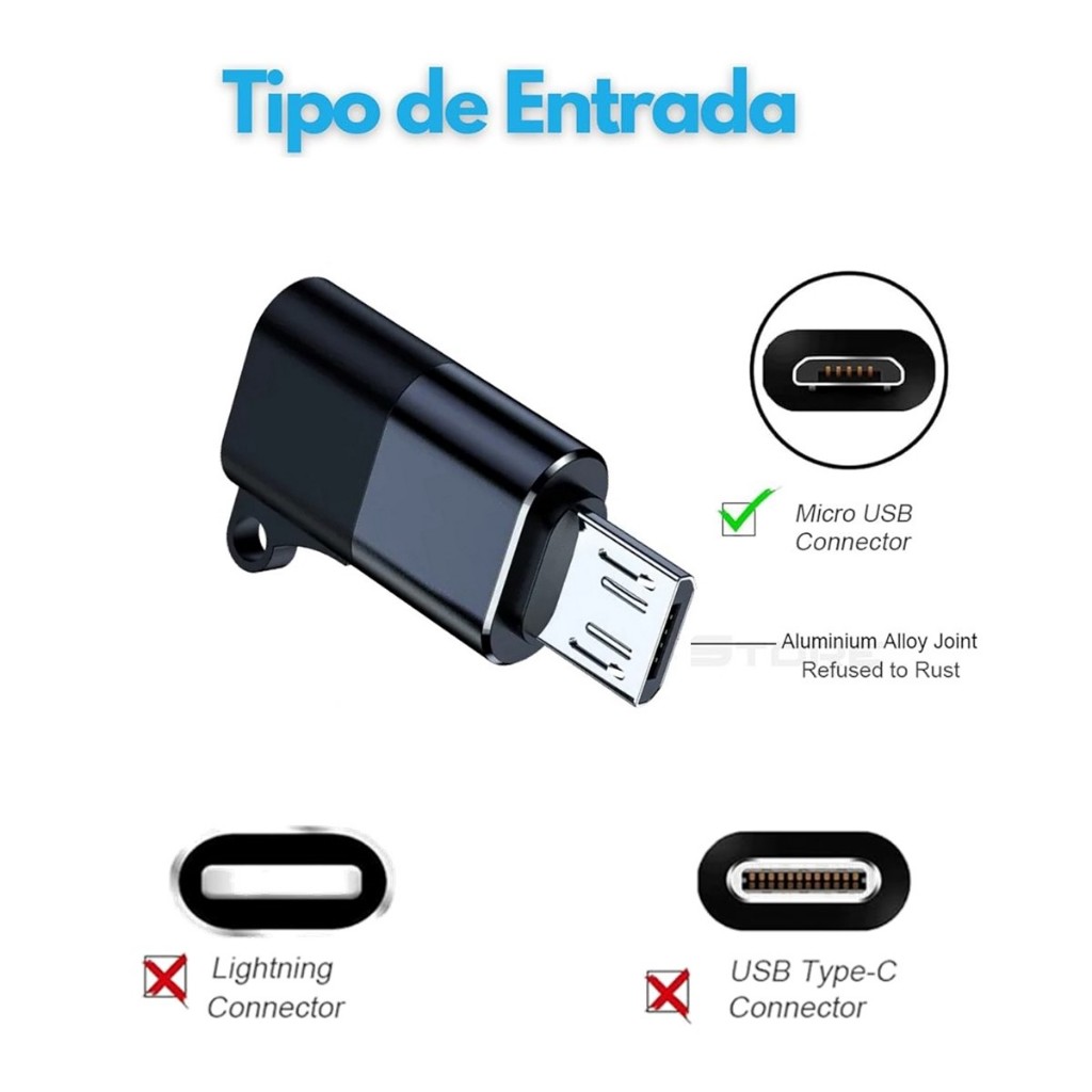 Adaptador OTG Entrada Para Macho Tipo-C Ele Converte Cabo Tipo-C Para Aparelho Com Entra Micro V8