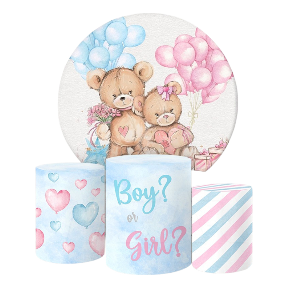 Painel Redondo 1,50 x 1,50 Chá Revelação + Trio Capa Cilindro em Oferta na Shopee