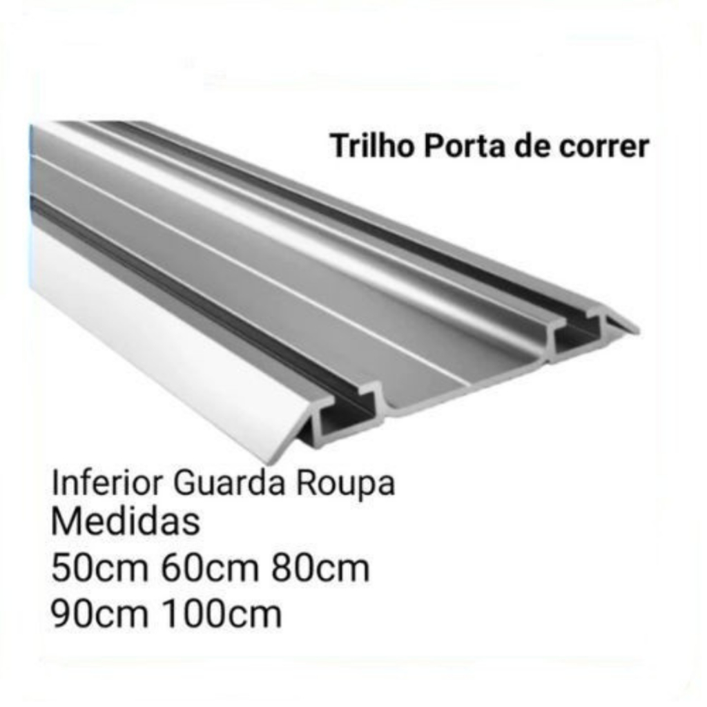 Trilho Inferior Duplo Resistente para Portas de Correr de Guarda-Roupa e Armário