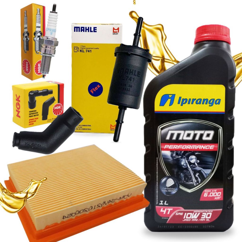 Kit Revisão Cg 150 Fan / Cg 150 Titan Troca Óleo 10w30 Filtros e Vela Ngk em Oferta na Shopee