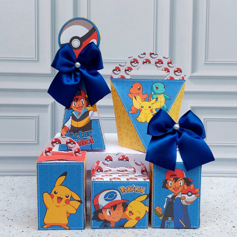 PEGUE E MONTE|Kit Festa Personalizado| POKÉMON| Caixinhas Lembrancinha para Aniversário