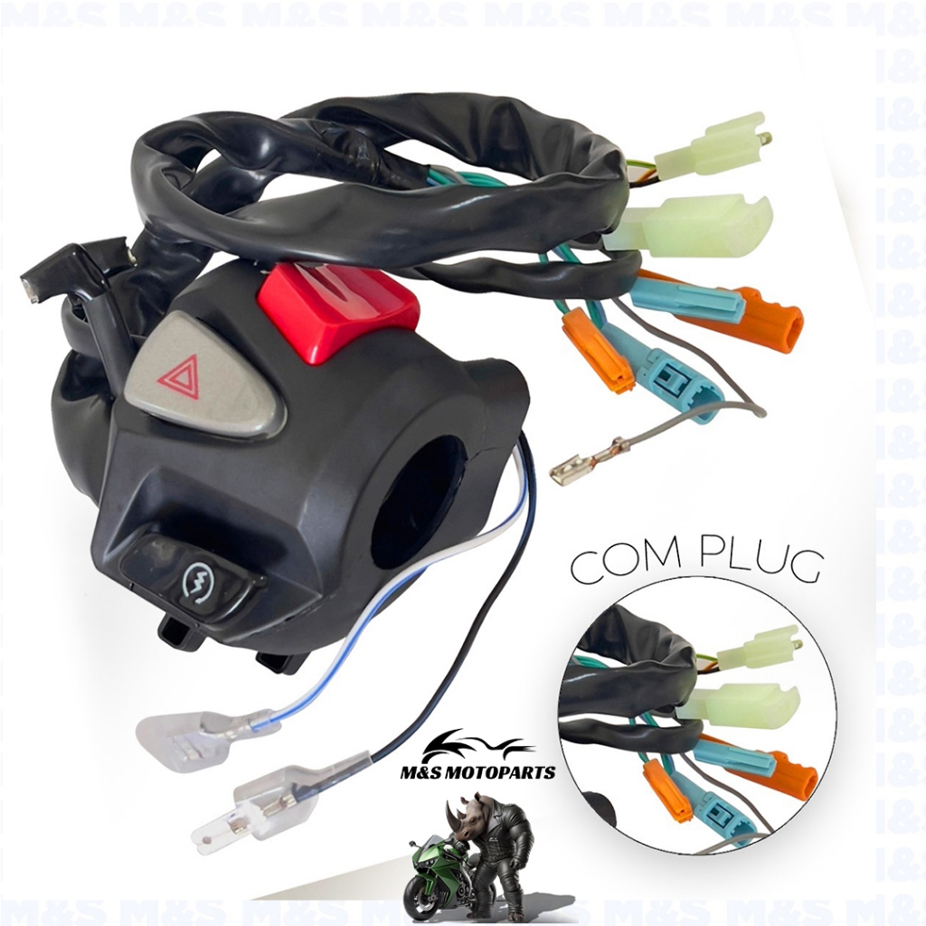Punho Partida Pisca Alerta Cb500 Fan 150 Titan 160 Start 160 Com Plug