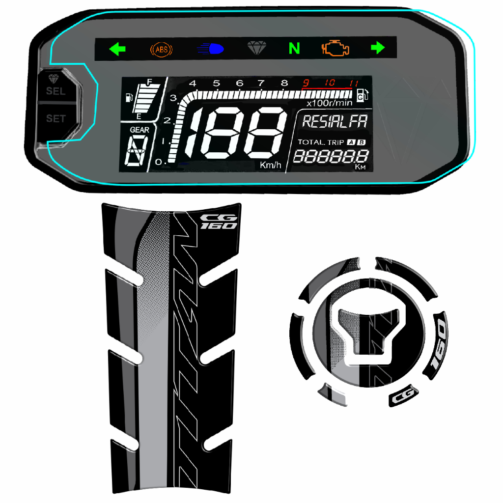 Adesivo Protetor Tanque Bocal Moto Cg Titan 160 Preta + Película Protetor painel 2025