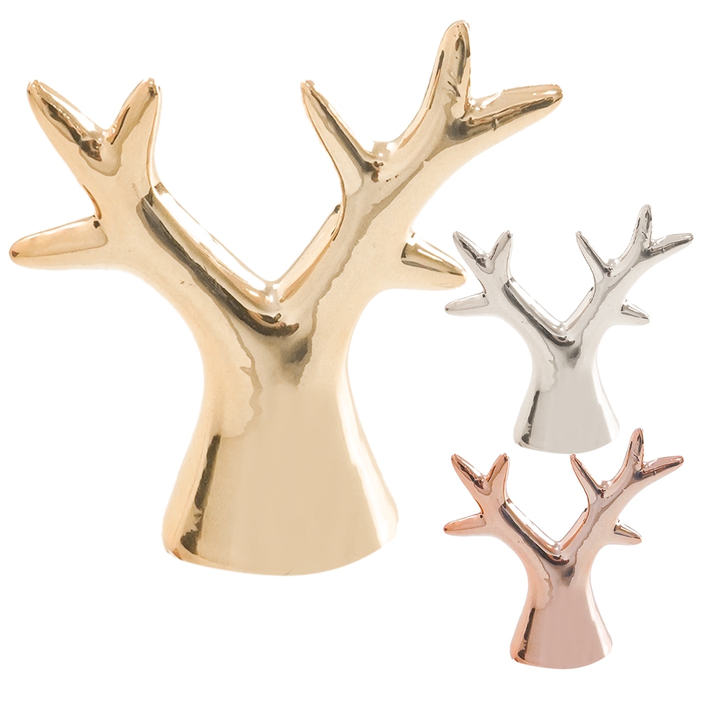 Enfeite Decorativo Porcelana Árvore Tronco Seco Cromada Porta Jóias Porta Treco Dourado Rose Gold Prata Metálico