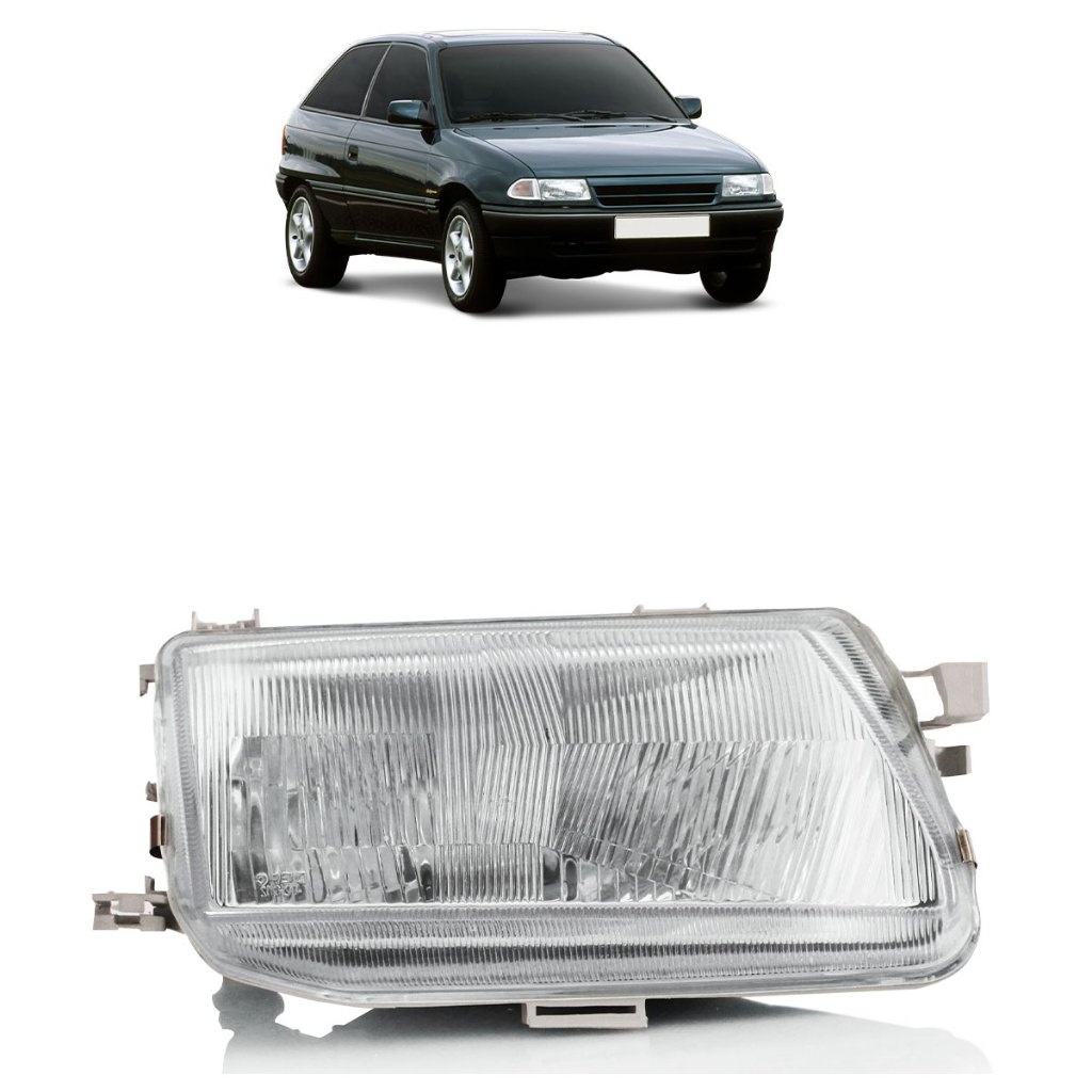 Farol Dianteiro Astra 1993 1994 1995 1996 Máscara Cromada Foco Simples Lente Estriada Vidro em Oferta na Shopee