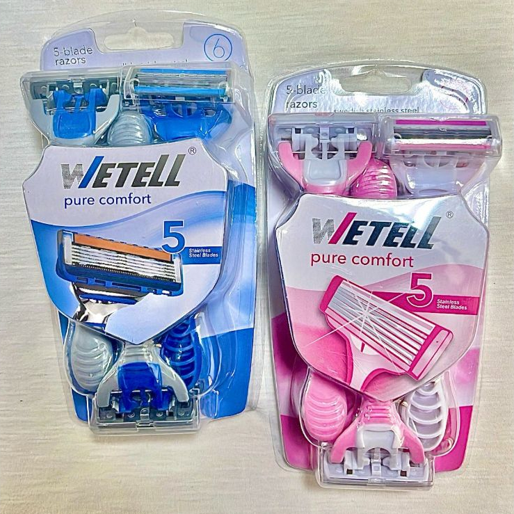 Kit 6 Aparelho de Barbear Wetell Comfort 5 Lâminas Cabo Ergonômico - Envio Rápido!