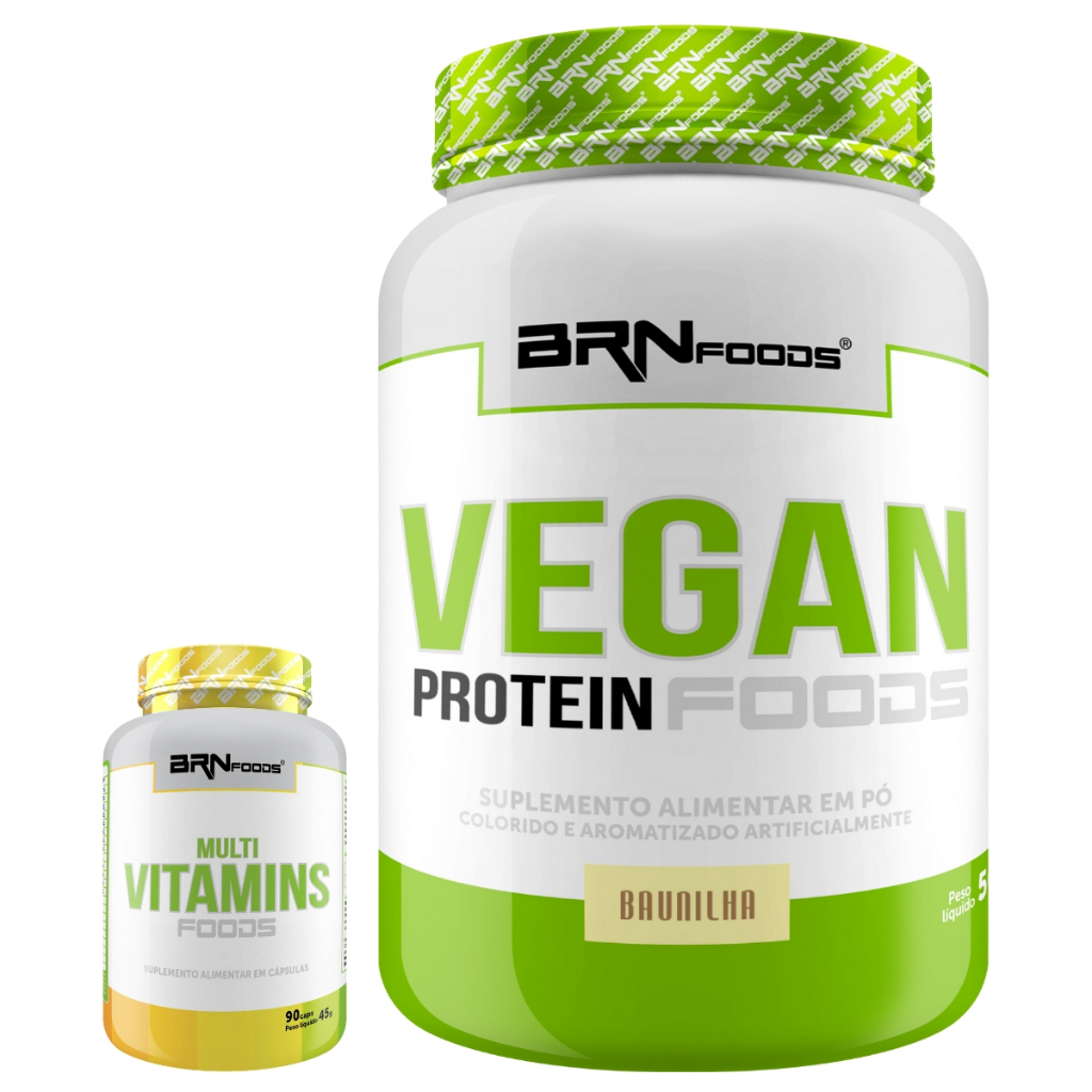 Kit Proteína Vegana Vegan Protein 500g + Multivitamins Foods 90 Cápsulas - BRN FOODS - Health