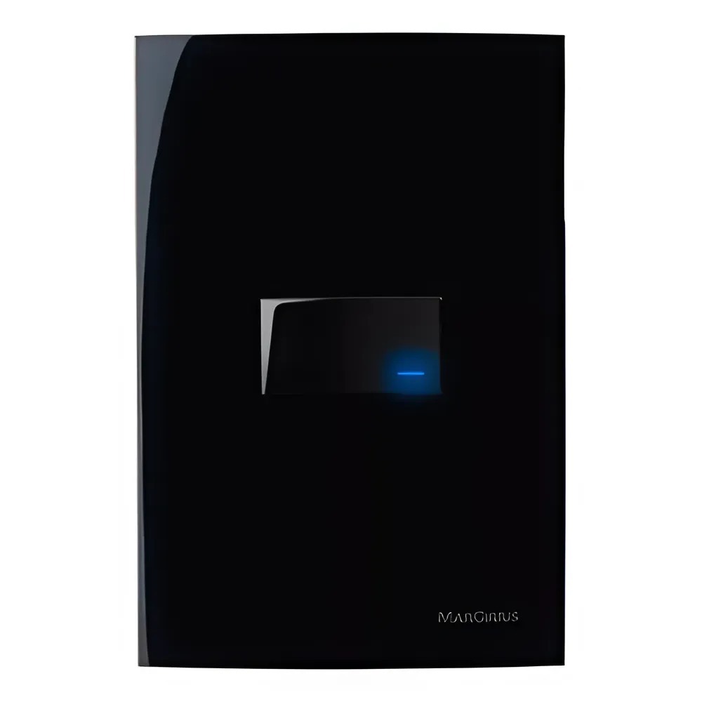 Interruptor Simples 4x2 Preto Fosco Com Luz Led Margirius