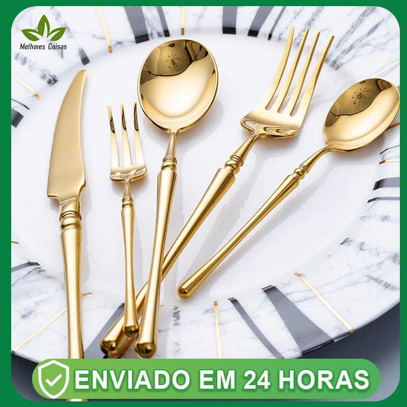 Jogo de talheres 24 Peças faqueiro talher colher garfo faca Aço Inox Cozinha