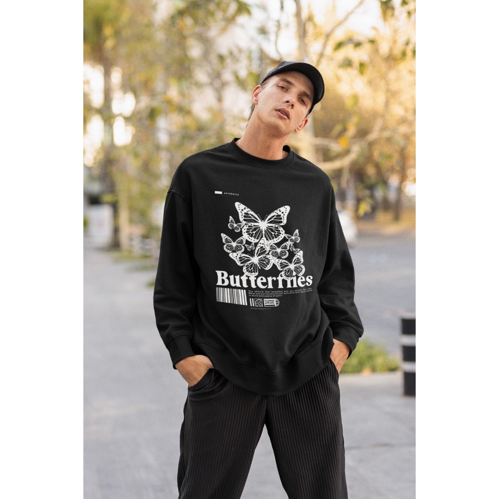 Moletom Careca ``Butterflies´´ Unissex Blusa de Frio Feminina Masculina-borboleta- oversized stretwear