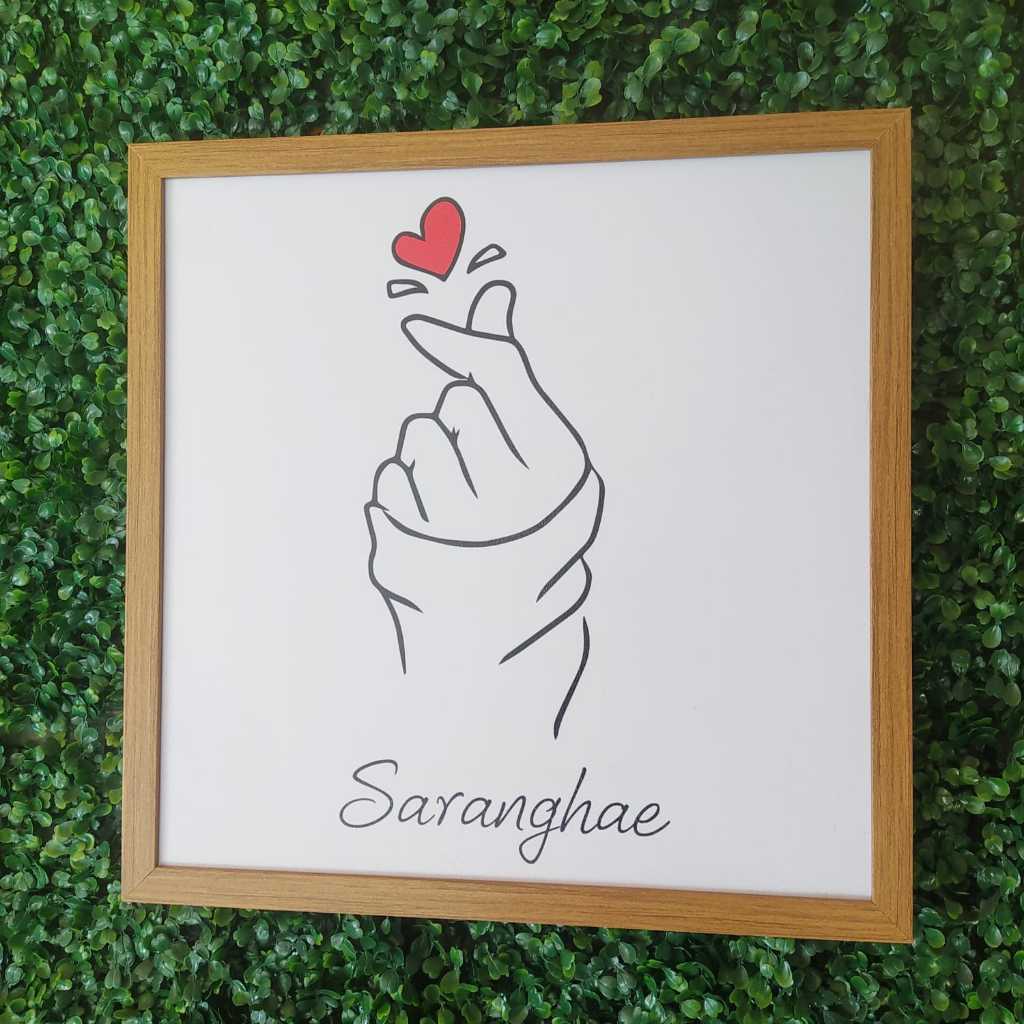 Quadro cobre caixa de luz com moldura 43x43 Saranghae/Dorama/Dorameira(o) para sala/ quarto/decoração