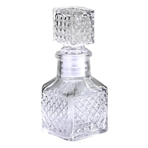 Licoreira Mini Garrafa Quadrada Cristal 50ml De Vidro com Ventosa